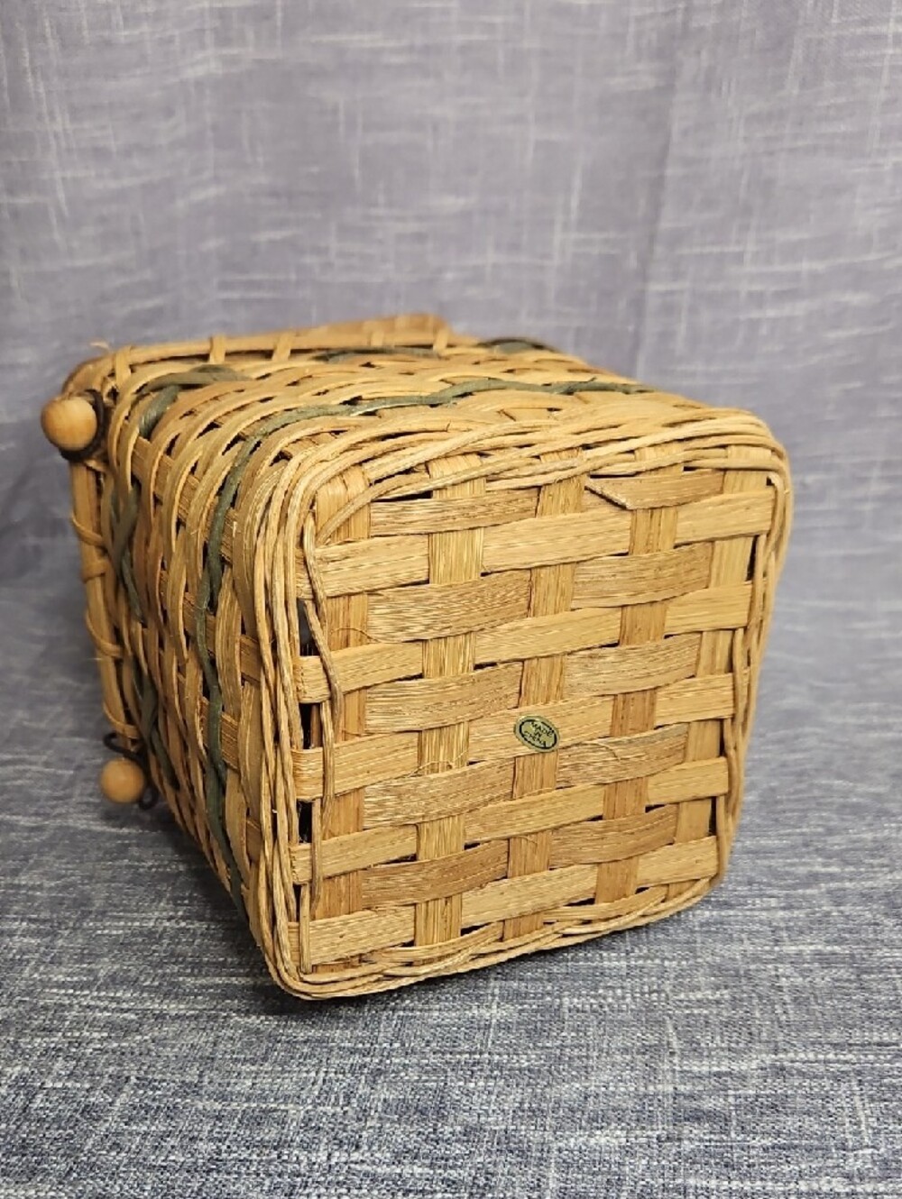 Woven Natural Rattan Tissue Box Holder with Handle - Picture 5 of 10